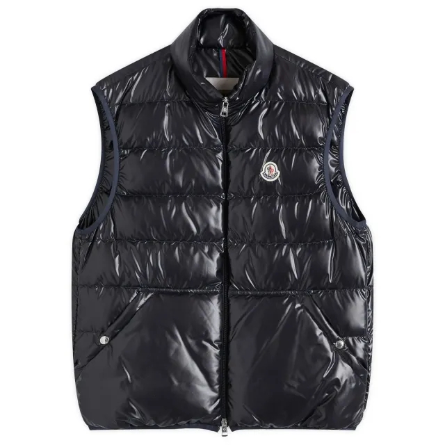 Moncler Men's Aube High Shine Vest Navy