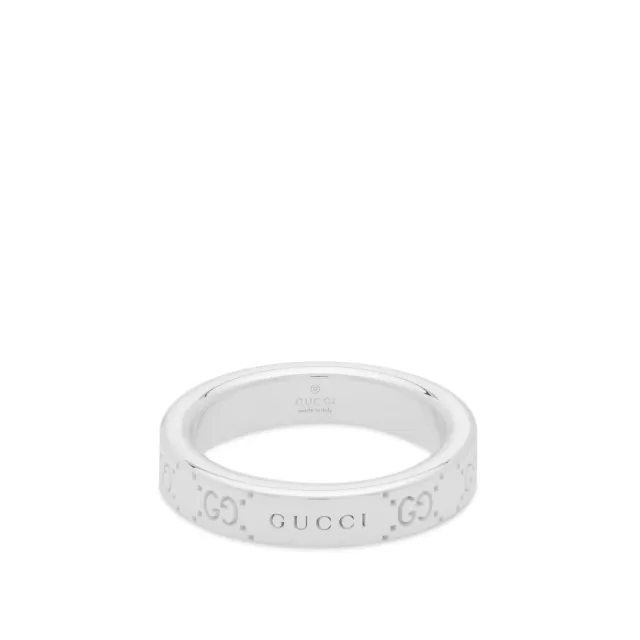 Gucci Women's Signature GG 4mm Ring Silver