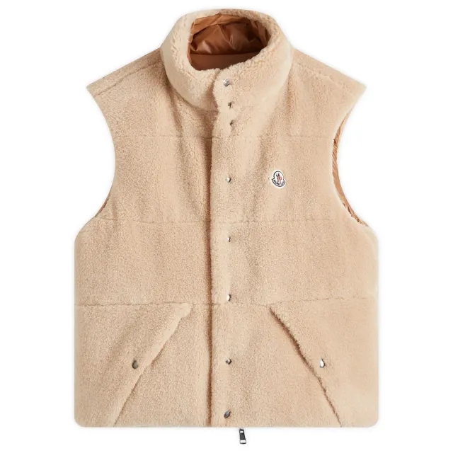 Moncler Men's Colbricon Teddy Fleece Vest Brown