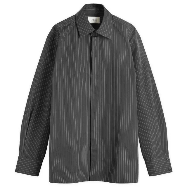 Saint Laurent Men's Stripe Shirt Black/Chalk