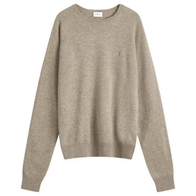 Saint Laurent Men's Cashmere Crew Neck Jumper Taupe