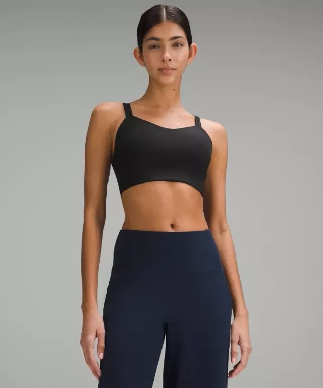 lululemon – Women's Like a Cloud Ribbed Longline Sports Bra Light Support, B/C Cup – Color Black – Size 10