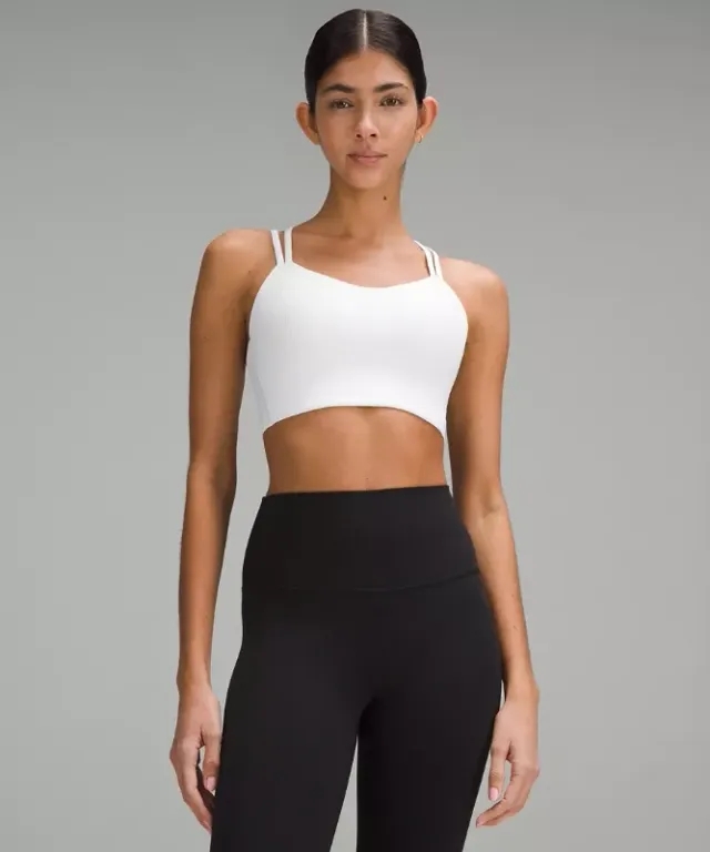 lululemon – Women's Like a Cloud Ribbed Longline Sports Bra Light Support, B/C Cup – Color White – Size 10