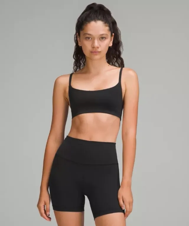 lululemon – Women's Wunder Train Strappy Racer Sports Bra Light Support, A/B Cup – Color Black – Size 10