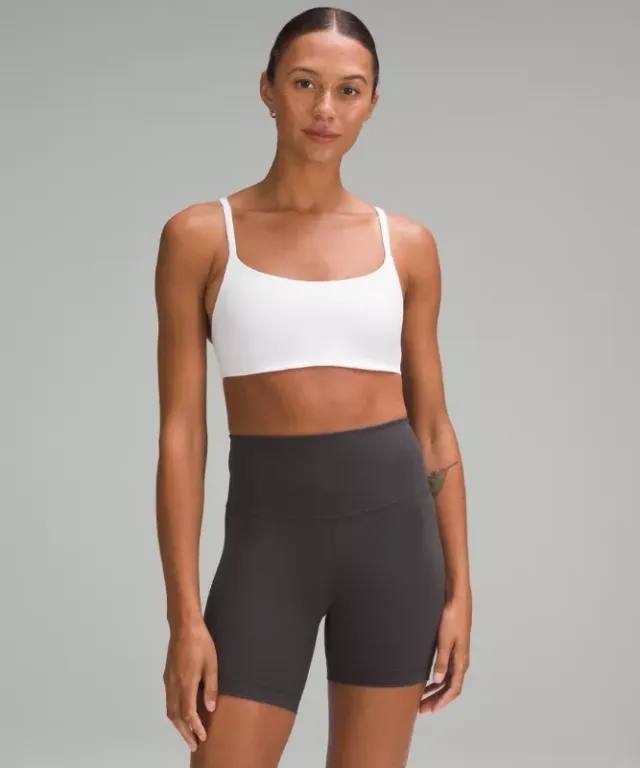 lululemon – Women's Wunder Train Strappy Racer Sports Bra Light Support, A/B Cup – Color White – Size 14