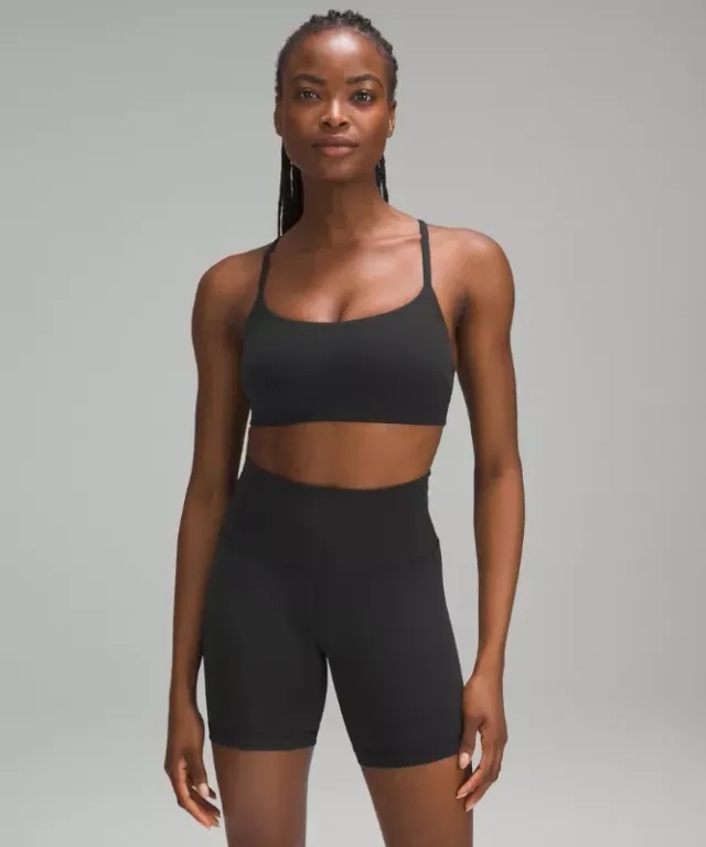 lululemon – Women's Wunder Train Strappy Racer Sports Bra Light Support, C/D Cup – Color Black – Size 10