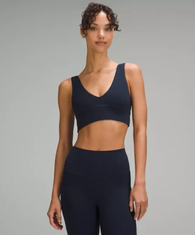 lululemon – Women's Align V-Neck Sports Bra Light Support, A/B Cup – Color Blue – Size 10