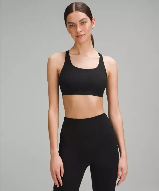 lululemon – Women's Energy Sports Bra Medium Support, B-D Cups – Color Black – Size 12