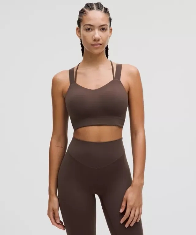 lululemon – Women's Like a Cloud Longline Sports Bra Light Support, D/DD Cup – Color Brown – Size 14
