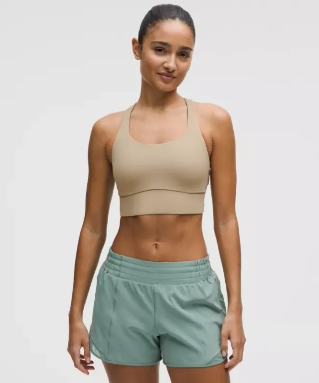 lululemon – Women's Energy Longline Sports Bra Medium Support, B-D Cups Evolve – Color Brown – Size L