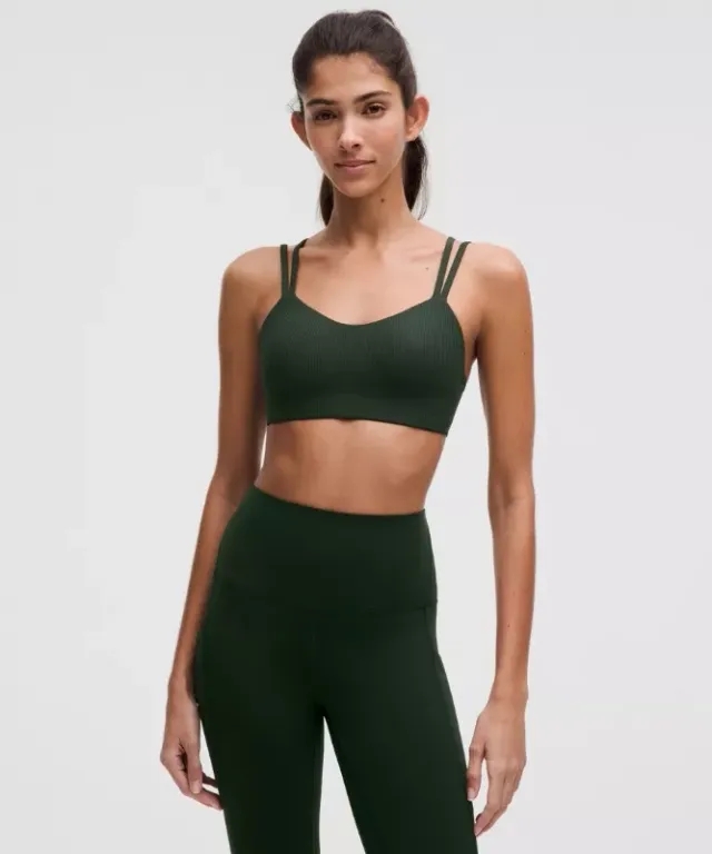 lululemon – Women's Like a Cloud Ribbed Sports Bra Light Support, B/C Cup – Color Green – Size 10