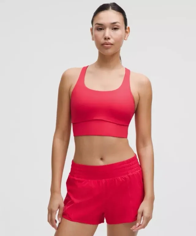 lululemon – Women's Energy Longline Sports Bra Medium Support, B-D Cups Evolve – Color Red – Size L