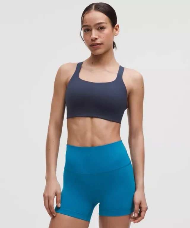 lululemon – Women's Ultralu Square-Neck Workout Sports Bra Medium Support, D/DD Cup – Color Blue – Size 10