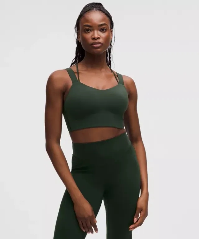 lululemon – Women's Like a Cloud Longline Sports Bra Light Support, D/DD Cup – Color Green – Size 10
