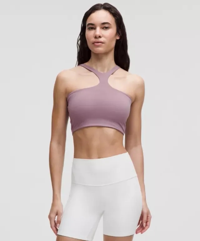 lululemon – Women's Bend This V and Racer Sports Bra Light Support, A-C Cups – Color Purple – Size L/XL