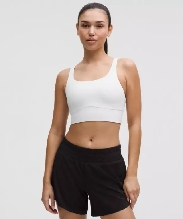 lululemon – Women's Energy Longline Sports Bra Medium Support, B-D Cups Evolve – Color White – Size L