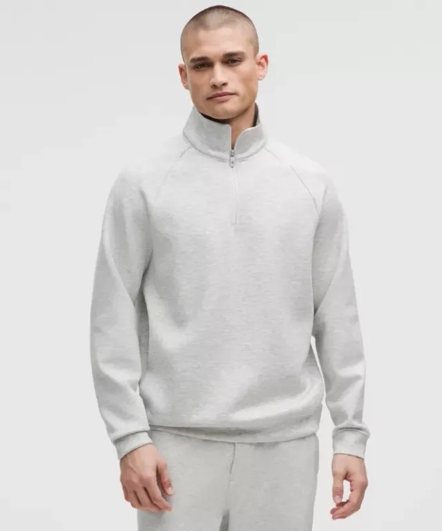 lululemon – Men's Smooth Spacer Quarter Zip – Color Light Grey/Grey – Size L