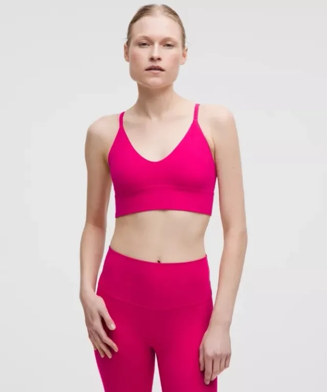 lululemon – Women's Focuser Scoop-Neck Sports Bra Light Support, A/B Cup – Color Pink – Size M