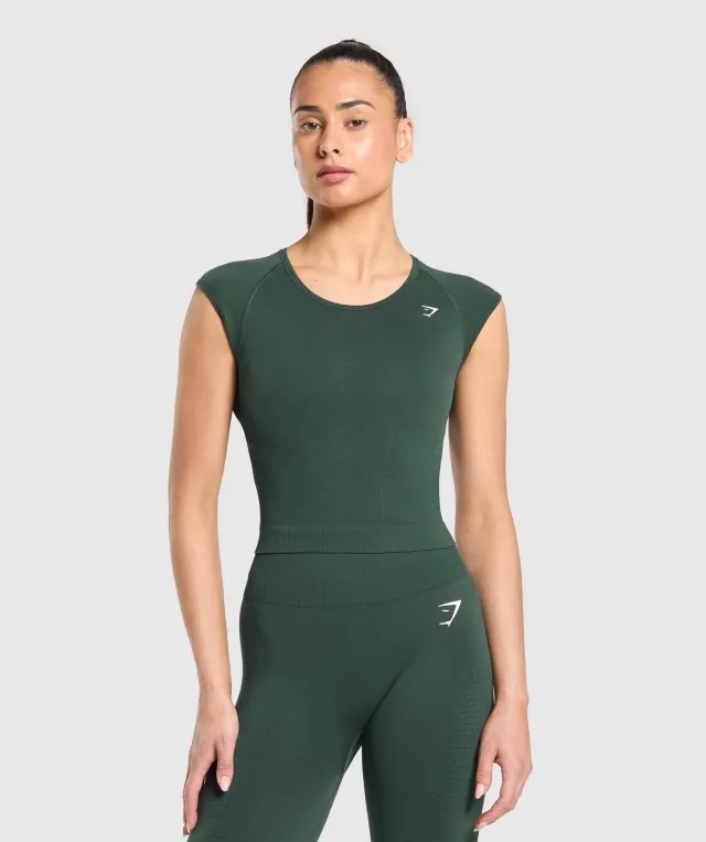  Vital Seamless Scoop Neck Top - Woodland Green Marl