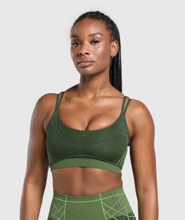  Apex Seamless Strappy Sports Bra - Trail Green/Energy Gelato Green