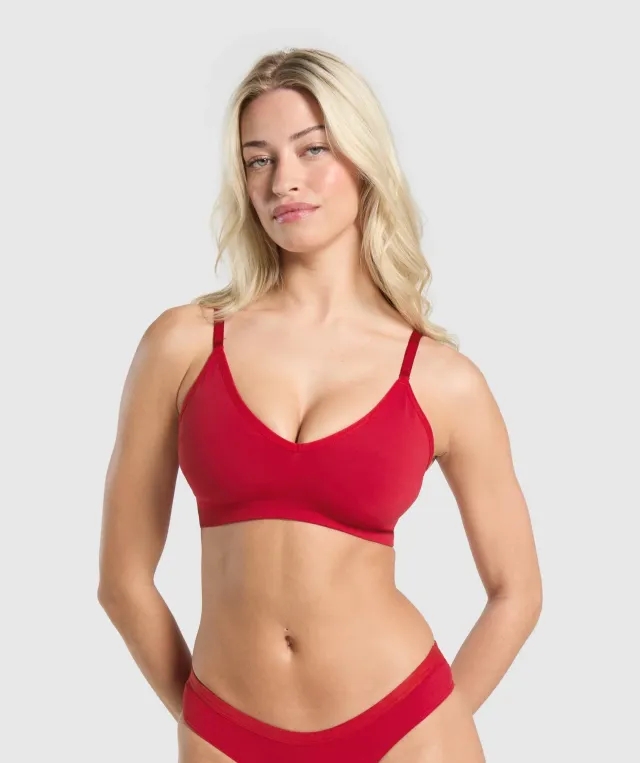  Seamless V Neck Bralette - Carmine Red