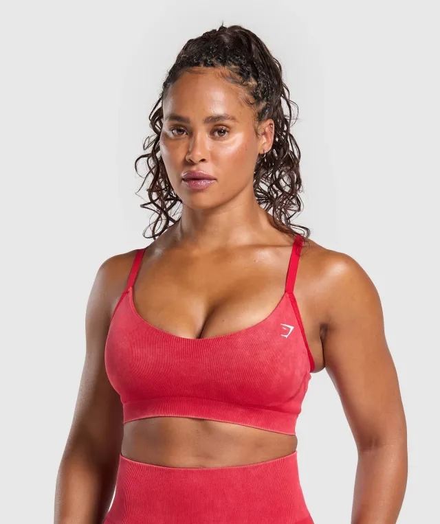  Gains Seamless Washed Sports Bra - Carmine Red