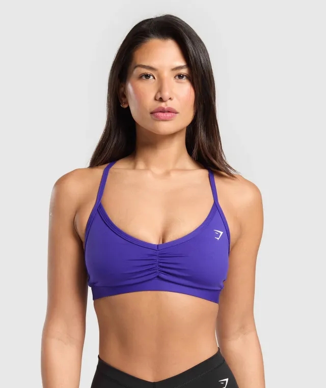  Ruched Strappy Sports Bra - Cobalt Purple