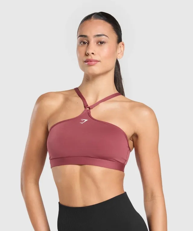  Halter Neck Sports Bra - Washed Berry Pink