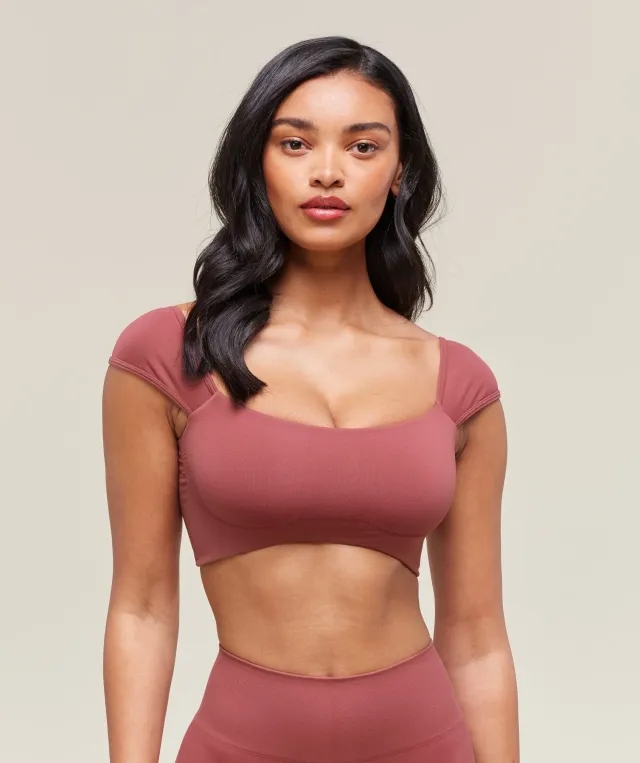  Soft Sculpt Cap Sleeve Bralette - Washed Berry Pink