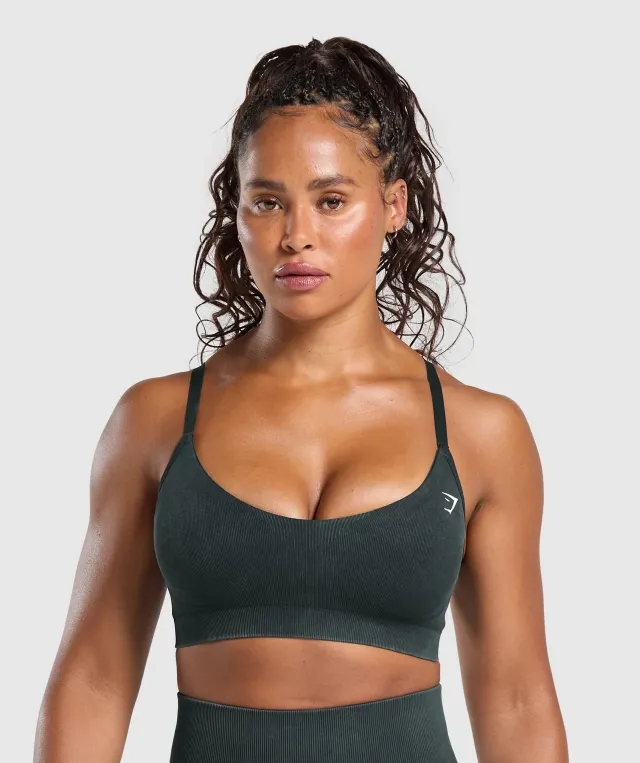  Gains Seamless Washed Sports Bra - Black
