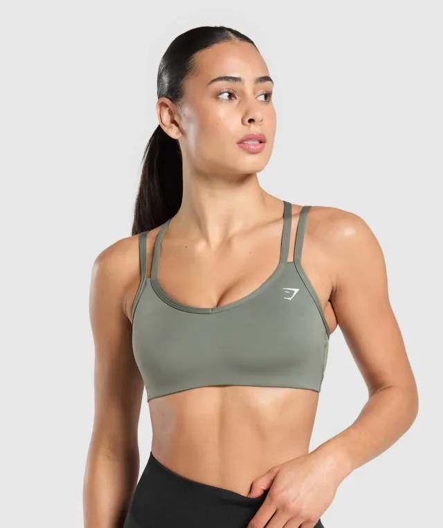  Strap Feature Sports Bra - Unit Green