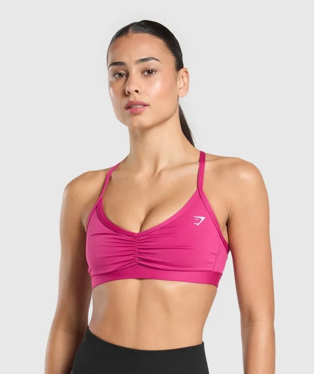  Ruched Strappy Sports Bra - Winning Pink