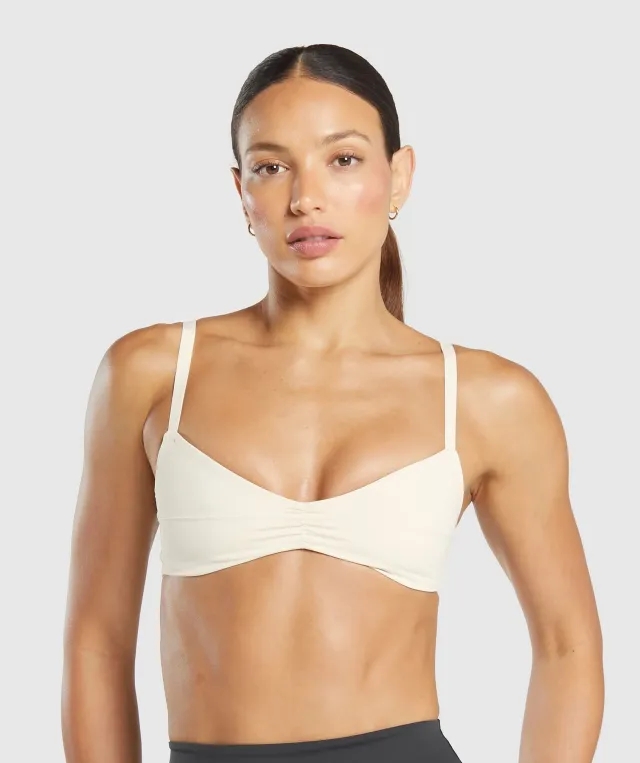  Elevate Ruched Sports Bra - Oat White