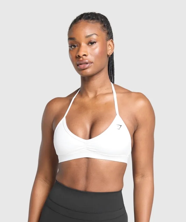  Minimal Halterneck Sports Bra - White