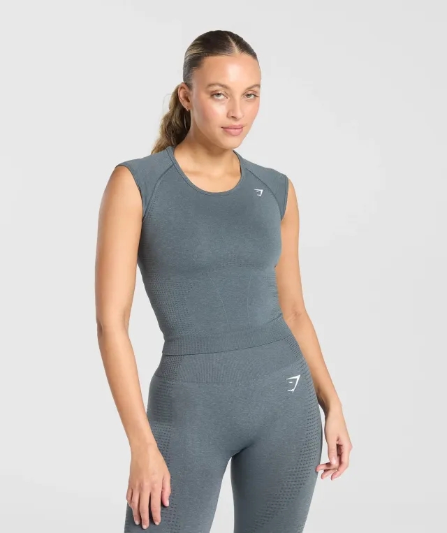  Vital Seamless Scoop Neck Top - Strong Grey Marl