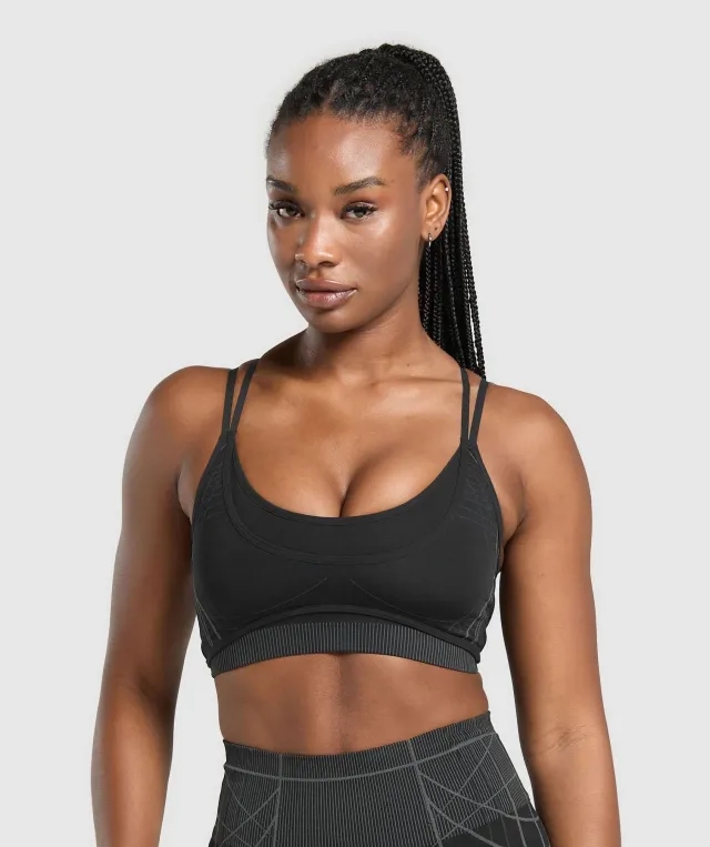  Apex Seamless Strappy Sports Bra - Black/Graphite Grey