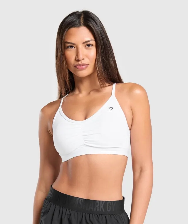  Ruched Sports Bra - White