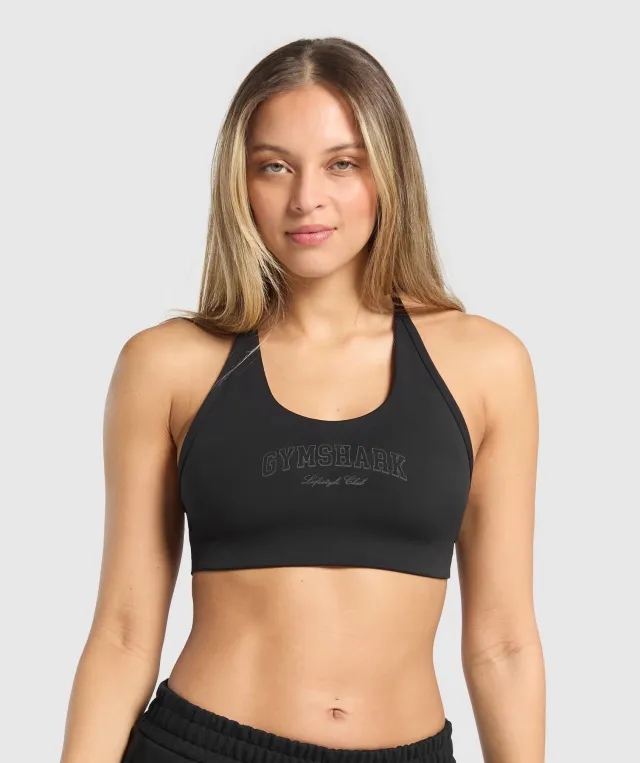  Campus Classics Graphic Sports Bra - Black