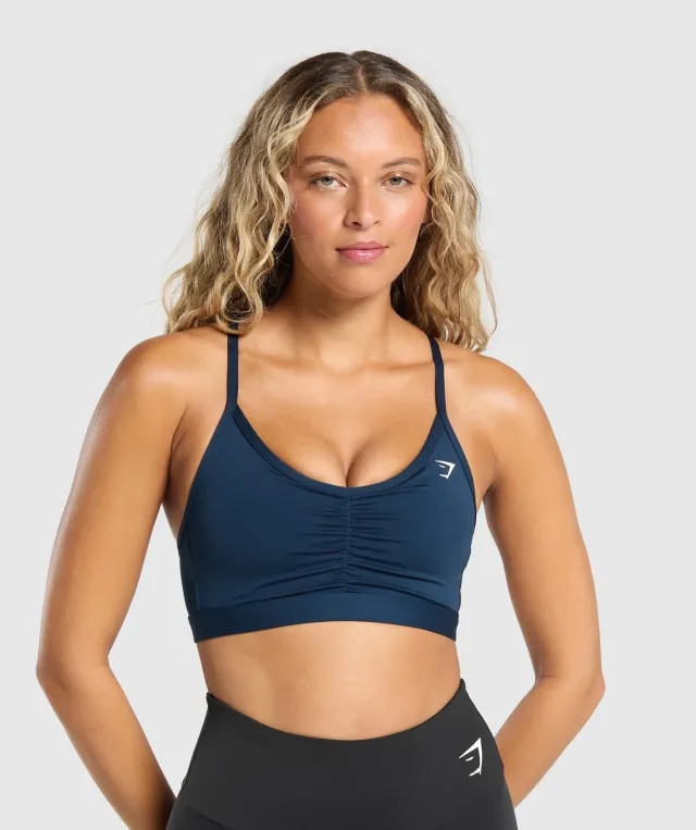  Ruched Sports Bra - Navy