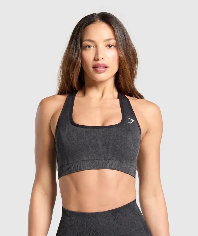  Adapt Camo Racer Back Sports Bra - Asphalt Grey/Black