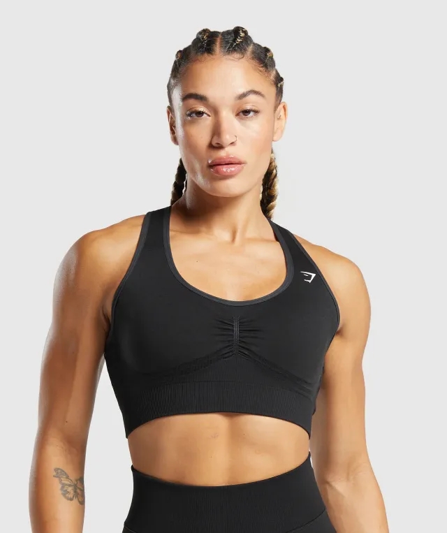  Lift Contour Seamless Sports Bra - Black/Black Marl