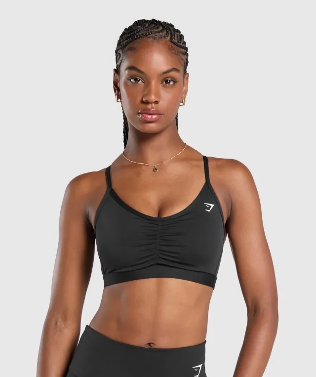  Ruched Sports Bra - Black