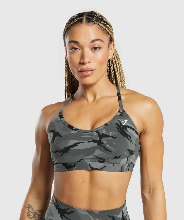  Legacy Printed Sports Bra - Pitch Grey