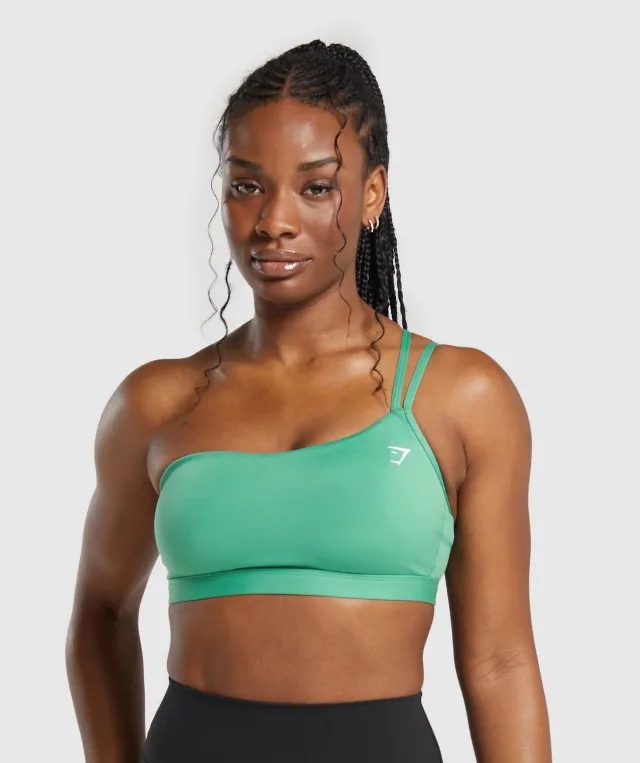  One Shoulder Sports Bra - Lagoon Green