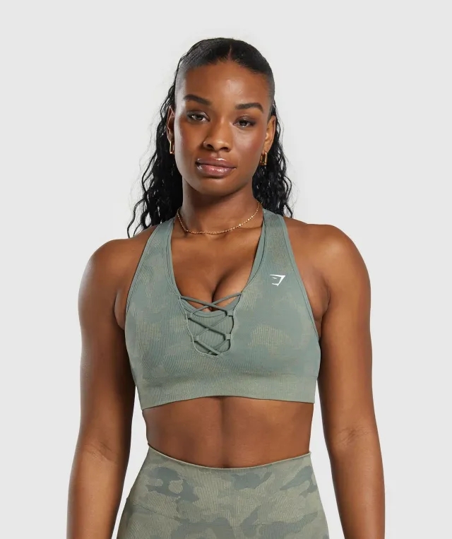  Adapt Camo Seamless Sports Bra - Unit Green/Chalk Green