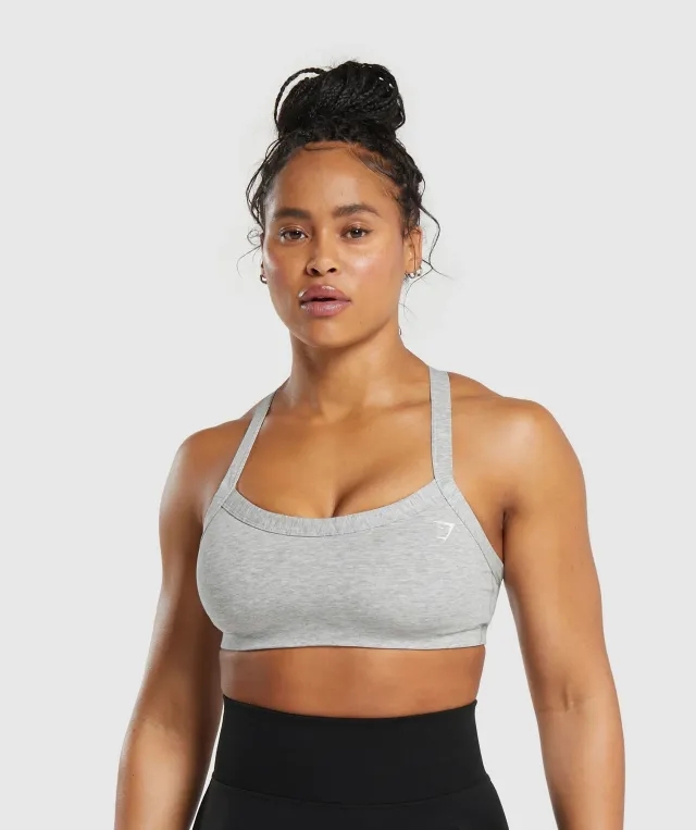  Cotton Lifting Sports Bra - Light Grey Core Marl