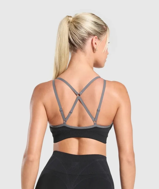  Apex Contrast Sports Bra - Black/Brushed Grey