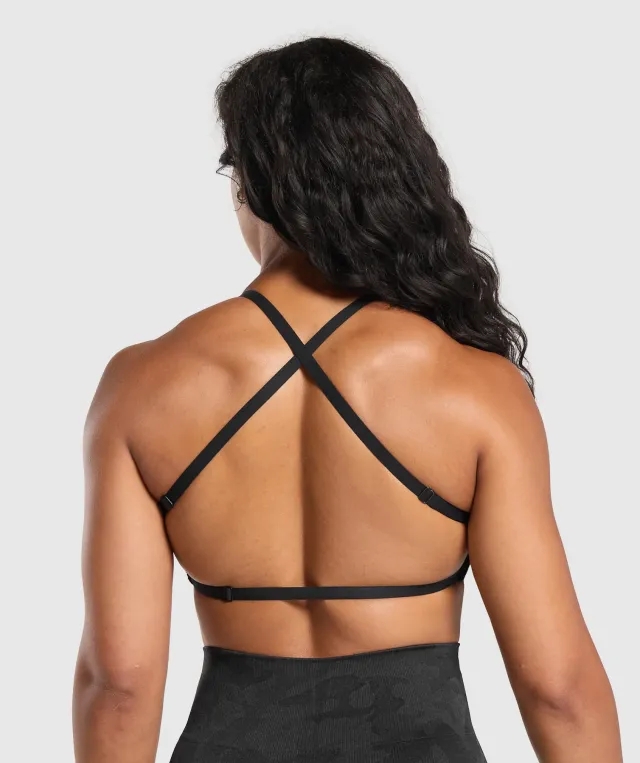  Adapt Camo Cross Back Sports Bra - Black/Asphalt Grey