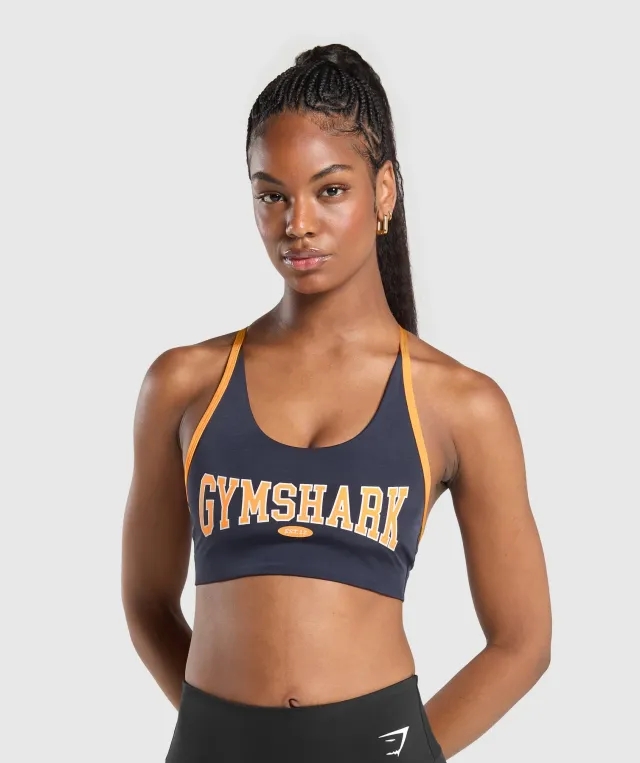  Retro Club Sports Bra - Heavy Blue/Fitness Orange