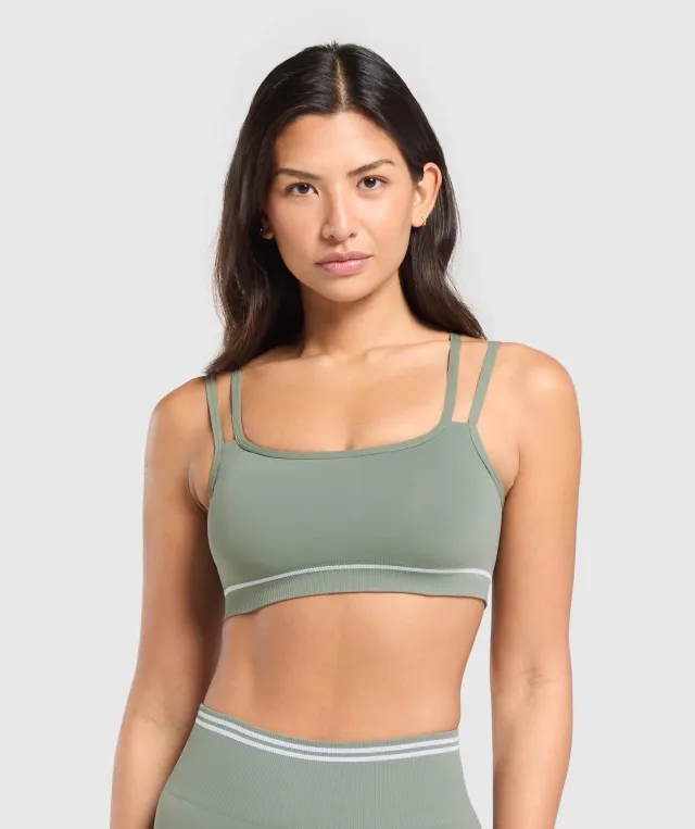  Contrast Seamless Sports Bra - Unit Green